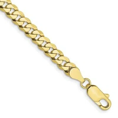 Pre-owned Skyjewelers Real 10kt Yellow Gold 4.75mm Flat Beveled Curb Chain Chain Bracelet; 8 Inch
