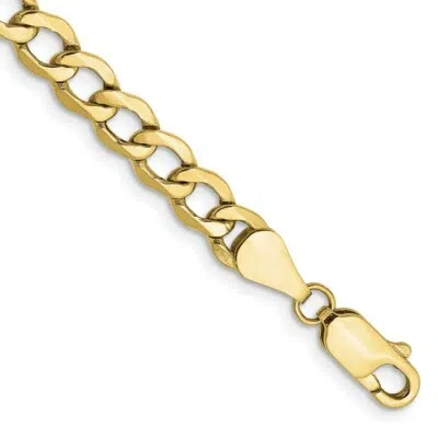 Pre-owned Skyjewelers Real 10kt Yellow Gold 5.25mm Semi-solid Curb Link Chain Chain Bracelet; 7 Inch