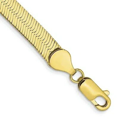 Pre-owned Skyjewelers Real 10kt Yellow Gold 5.5mm Silky Herringbone Chain Chain Bracelet; 8 Inch