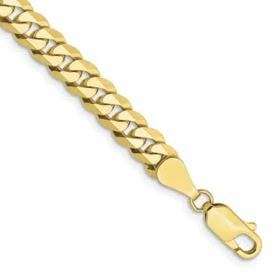 Pre-owned Skyjewelers Real 10kt Yellow Gold 5.75mm Flat Beveled Curb Chain Chain Bracelet; 7 Inch