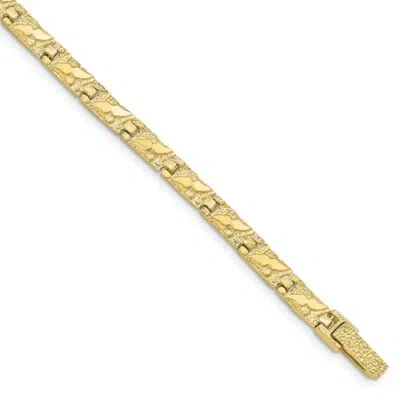Pre-owned Skyjewelers Real 10kt Yellow Gold 6.0mm Nugget Chain Bracelet; 7 Inch