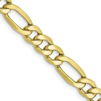 Pre-owned Skyjewelers Real 10kt Yellow Gold 6.25mm Semi-solid Figaro Chain; 18 Inch; Lobster Clasp