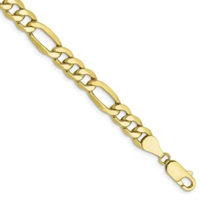 Pre-owned Skyjewelers Real 10kt Yellow Gold 6.25mm Semi-solid Figaro Chain Chain Bracelet; 7 Inch