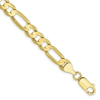 Pre-owned Skyjewelers Real 10kt Yellow Gold 6.75mm Concave Open Figaro Chain Chain Bracelet; 7 Inch