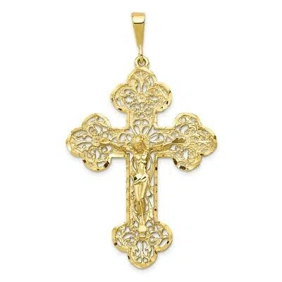 Pre-owned Skyjewelers Real 10kt Yellow Gold Crucifix Charm