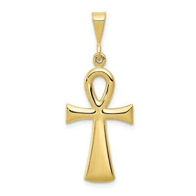 Pre-owned Skyjewelers Real 10kt Yellow Gold Egyptian Ankh Cross Pendant