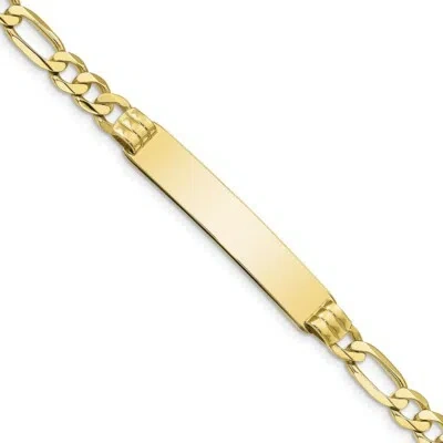 Pre-owned Skyjewelers Real 10kt Yellow Gold Figaro Link Id Chain Bracelet; 8 Inch; Lobster Clasp