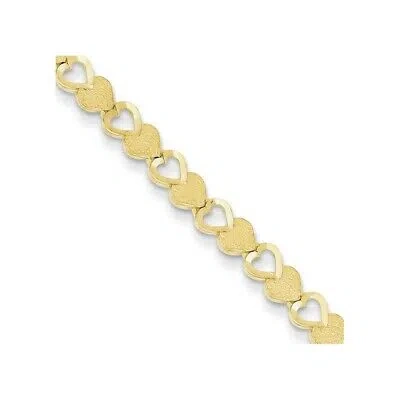 Pre-owned Skyjewelers Real 10kt Yellow Gold Heart Chain Bracelet; 7 Inch