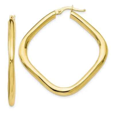 Pre-owned Skyjewelers Real 10kt Yellow Gold Polished Princess Square Hoop Earrings