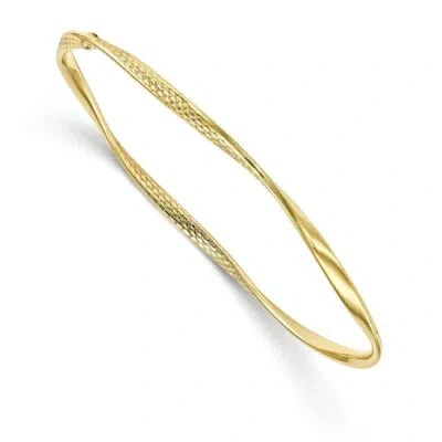 Pre-owned Skyjewelers Real 10kt Yellow Gold Polished Textured Twisted Bangle