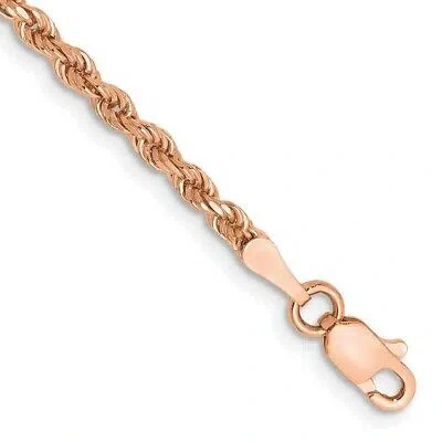 Pre-owned Skyjewelers Real 14k Rose Gold 2.25mm Diamond Cut Rope With Lobster Clasp Chain Bracelet In Pink