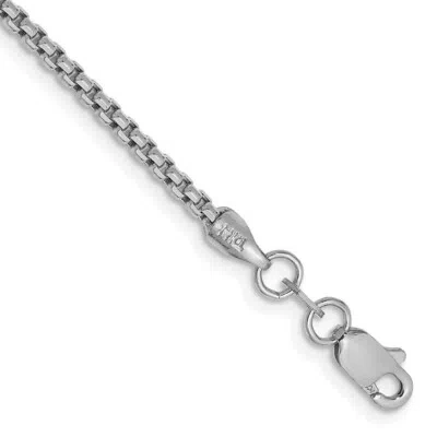 Pre-owned Skyjewelers Real 14k White Gold 1.75mm Round Box Chain Bracelet; 8 Inch