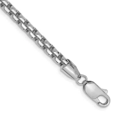 Pre-owned Skyjewelers Real 14k White Gold 3.6mm Semi-solid Round Box Chain Bracelet; 7 Inch