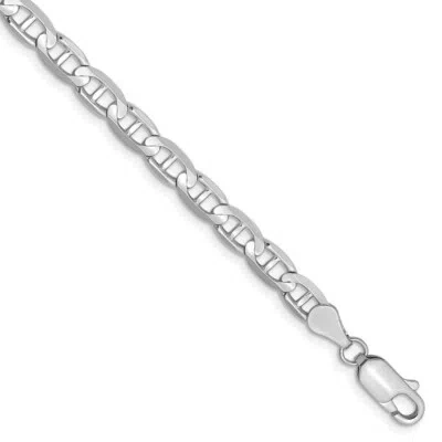 Pre-owned Skyjewelers Real 14k White Gold 4.5mm Concave Anchor Chain Chain Bracelet; 8 Inch