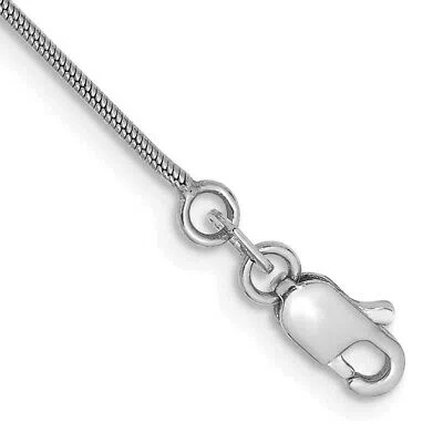 Pre-owned Skyjewelers Real 14k White Gold .9mm Round Snake Chain Chain Bracelet; 7 Inch; Lobster Clasp