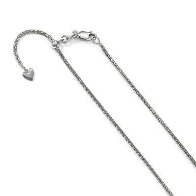 Pre-owned Skyjewelers Real 14k White Gold Adjustable 1.3mm Diamond Cut Wheat Chain; 22 Inch