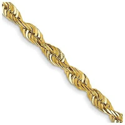 Pre-owned Skyjewelers Real 14k Yellow Gold 2.25mm Extra-light Diamond Cut Rope Chain; 18 Inch;