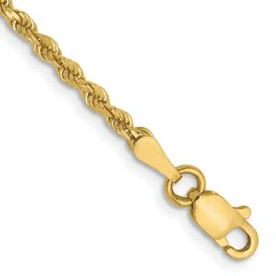 Pre-owned Skyjewelers Real 14k Yellow Gold 2mm Diamond-cut Rope Chain Chain Bracelet; 7 Inch