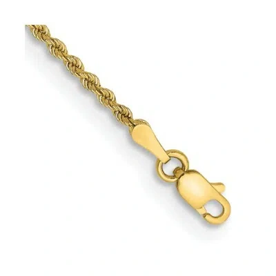 Pre-owned Skyjewelers Real 14k Yellow Gold 2mm Regular Rope Chain Bracelet; 7 Inch; Lobster Clasp