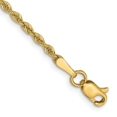 Pre-owned Skyjewelers Real 14k Yellow Gold 2mm Solid Regular Rope Chain Bracelet