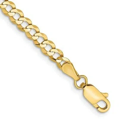Pre-owned Skyjewelers Real 14k Yellow Gold 3.7mm Lightweight Flat Cuban Chain Chain Bracelet; 7 Inch