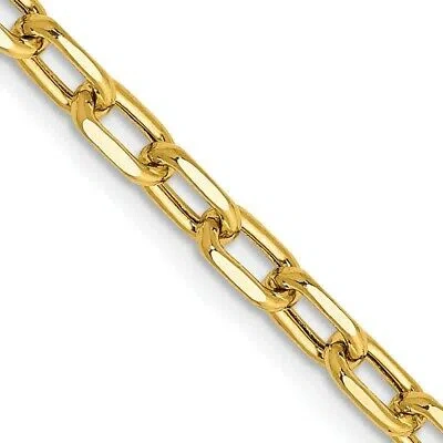 Pre-owned Skyjewelers Real 14k Yellow Gold 3.7mm Semi-solid Diamond Cut Open Link Cable Chain; 22 Inch