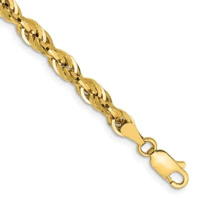 Pre-owned Skyjewelers Real 14k Yellow Gold 4.25mm Rope Chain Bracelet; 7 Inch; Lobster Clasp