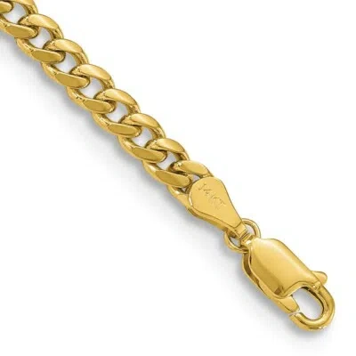 Pre-owned Skyjewelers Real 14k Yellow Gold 4.25mm Solid Miami Cuban Chain Chain Bracelet; 7 Inch
