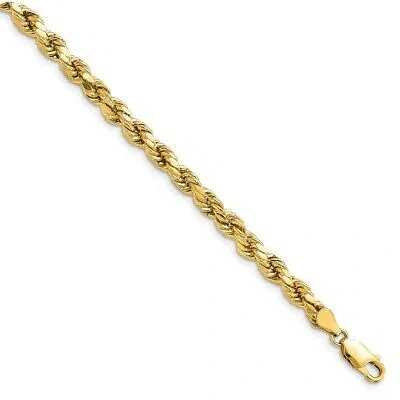 Pre-owned Skyjewelers Real 14k Yellow Gold 4.9mm Semi-solid Diamond Cut Rope Chain Bracelet