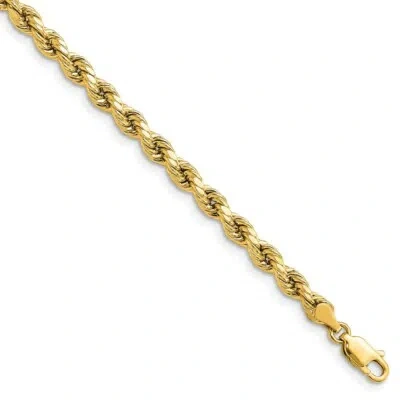 Pre-owned Skyjewelers Real 14k Yellow Gold 4mm Semi-solid Diamond Cut Rope Chain Bracelet