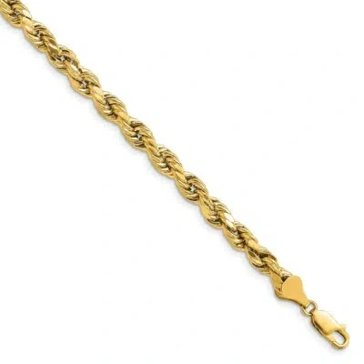 Pre-owned Skyjewelers Real 14k Yellow Gold 5.5mm Semi-solid Diamond Cut Rope Chain Bracelet