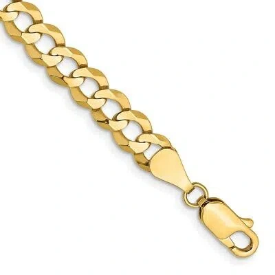 Pre-owned Skyjewelers Real 14k Yellow Gold 5.9mm Lightweight Flat Cuban Chain Chain Bracelet; 8 Inch
