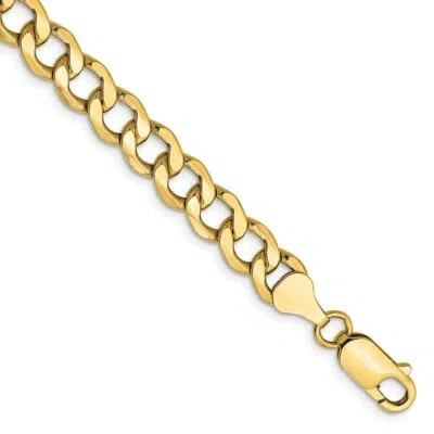 Pre-owned Skyjewelers Real 14k Yellow Gold 7mm Chain Curb Chain Bracelet; 7 Inch; Lobster Clasp