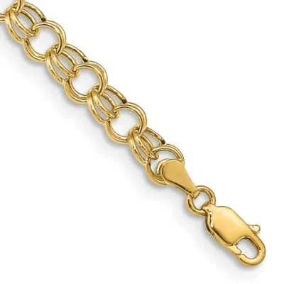 Pre-owned Skyjewelers Real 14k Yellow Gold Hollow Double Link Charm Chain Bracelet; 7 Inch
