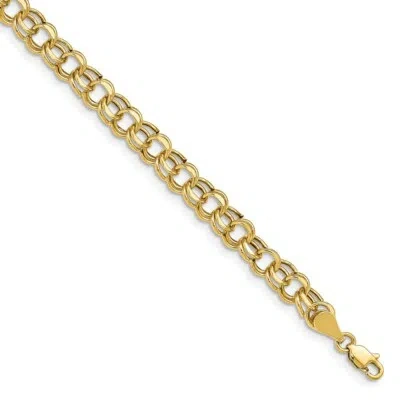 Pre-owned Skyjewelers Real 14k Yellow Gold Lite 5.5mm Double Link Charm Chain Bracelet; 7 Inch