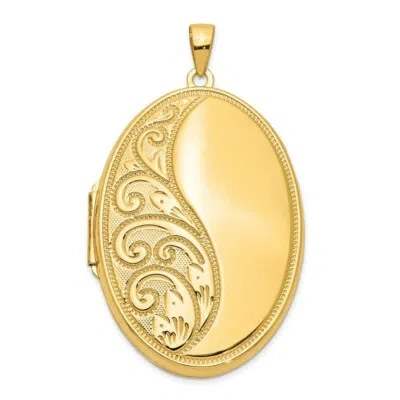 Pre-owned Skyjewelers Real 14k Yellow Gold Oval Heavy Weight Half Scroll Locket; Women & Men