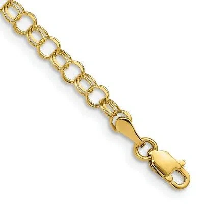 Pre-owned Skyjewelers Real 14k Yellow Gold Solid Double Link Charm Chain Bracelet; 7 Inch