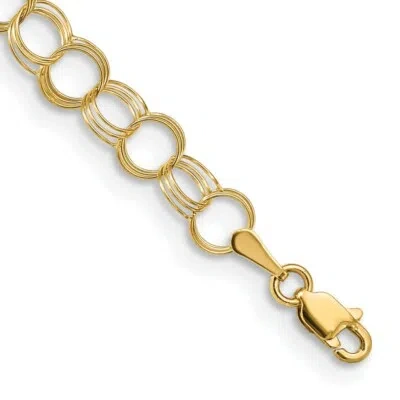 Pre-owned Skyjewelers Real 14k Yellow Gold Solid Triple Link Charm Chain Bracelet; 8 Inch; Women Men