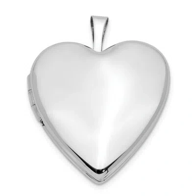 Pre-owned Skyjewelers Real 14kt 20mm White Gold Plain Polished Heart Locket