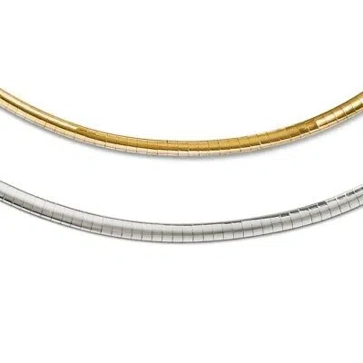 Pre-owned Skyjewelers Real 14kt 3mm Two-tone Reversible Omega Necklace; 16 Inch