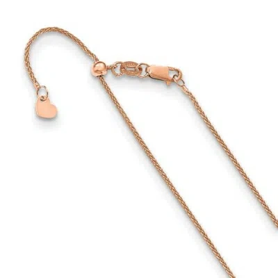 Pre-owned Skyjewelers Real 14kt Rose Gold Adjustable 1mm Wheat Chain; 22 Inch; Lobster Clasp In Pink