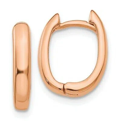 Pre-owned Skyjewelers Real 14kt Rose Gold Oval Hinged Hoop Earrings In Pink