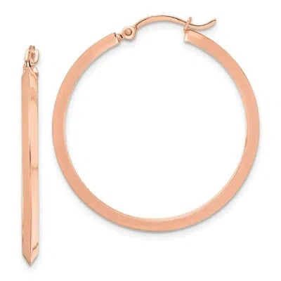 Pre-owned Skyjewelers Real 14kt Rose Gold Polished Hoop Earrings In Pink