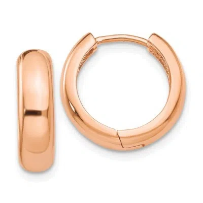 Pre-owned Skyjewelers Real 14kt Rose Gold Round Hinged Hoop Earrings In Pink