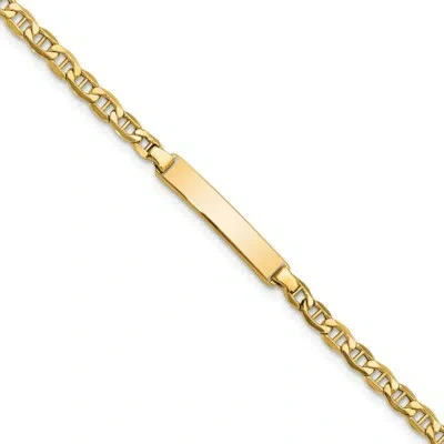 Pre-owned Skyjewelers Real 14kt Semi-solid Anchor Link Id Chain Bracelet; 7 Inch In Yellow