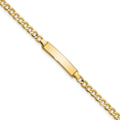 Pre-owned Skyjewelers Real 14kt Semi-solid Cuban Link Id Chain Bracelet; 7 Inch In Yellow