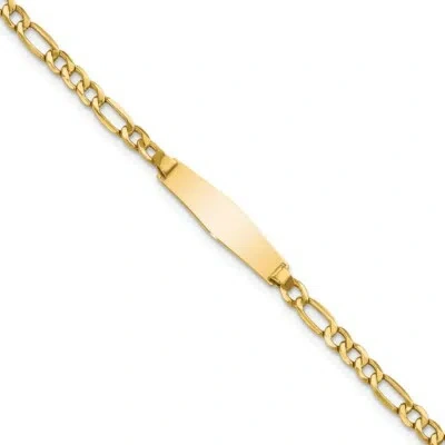 Pre-owned Skyjewelers Real 14kt Semi-solid Soft Diamond Shape Figaro Link Id Chain Bracelet In Yellow