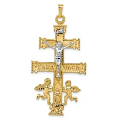 Pre-owned Skyjewelers Real 14kt Two-tone Cara Vaca Crucifix Pendant