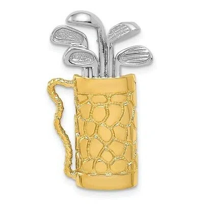 Pre-owned Skyjewelers Real 14kt Two-tone Golf Bag With Clubs Pendant