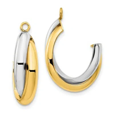 Pre-owned Skyjewelers Real 14kt Two-tone Polished Double J-hoop Earring Jackets